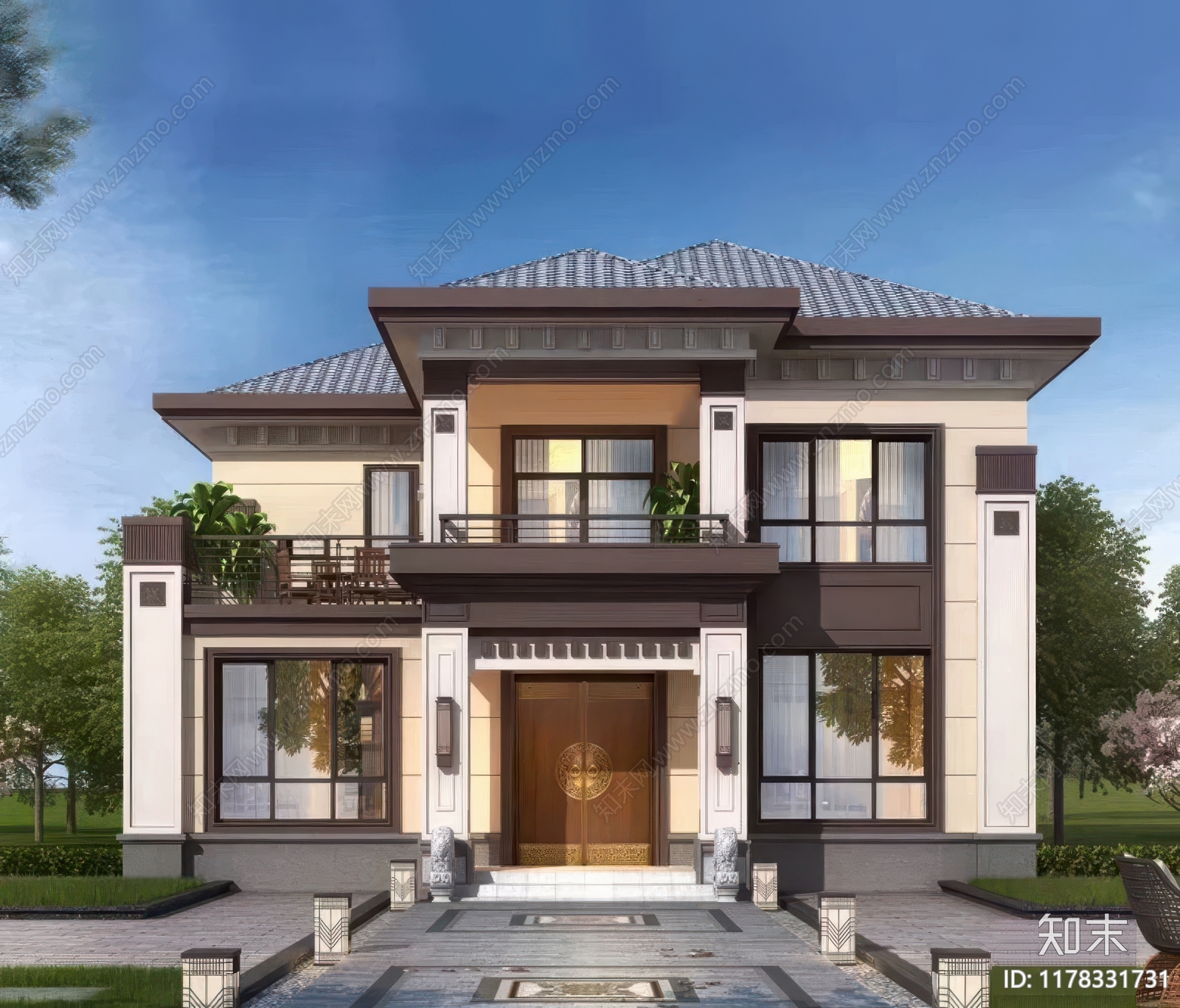 现代别墅建筑施工图下载【ID:1178331731】