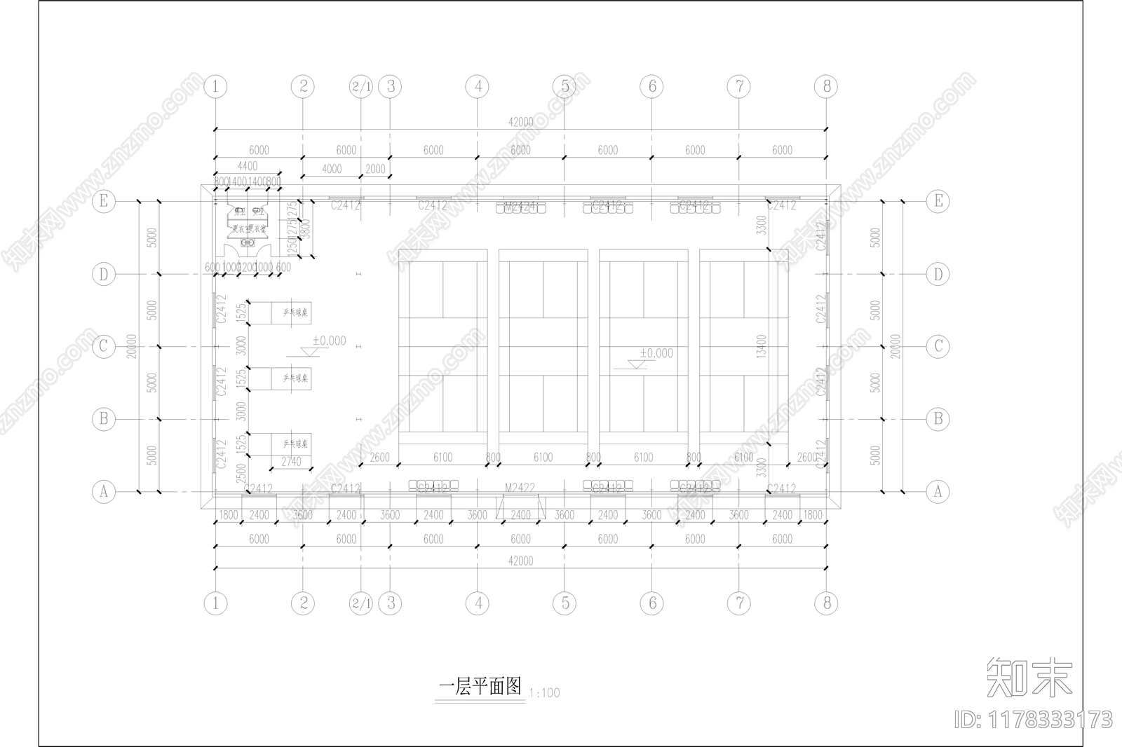 现代简约体育馆建筑施工图下载【ID:1178333173】