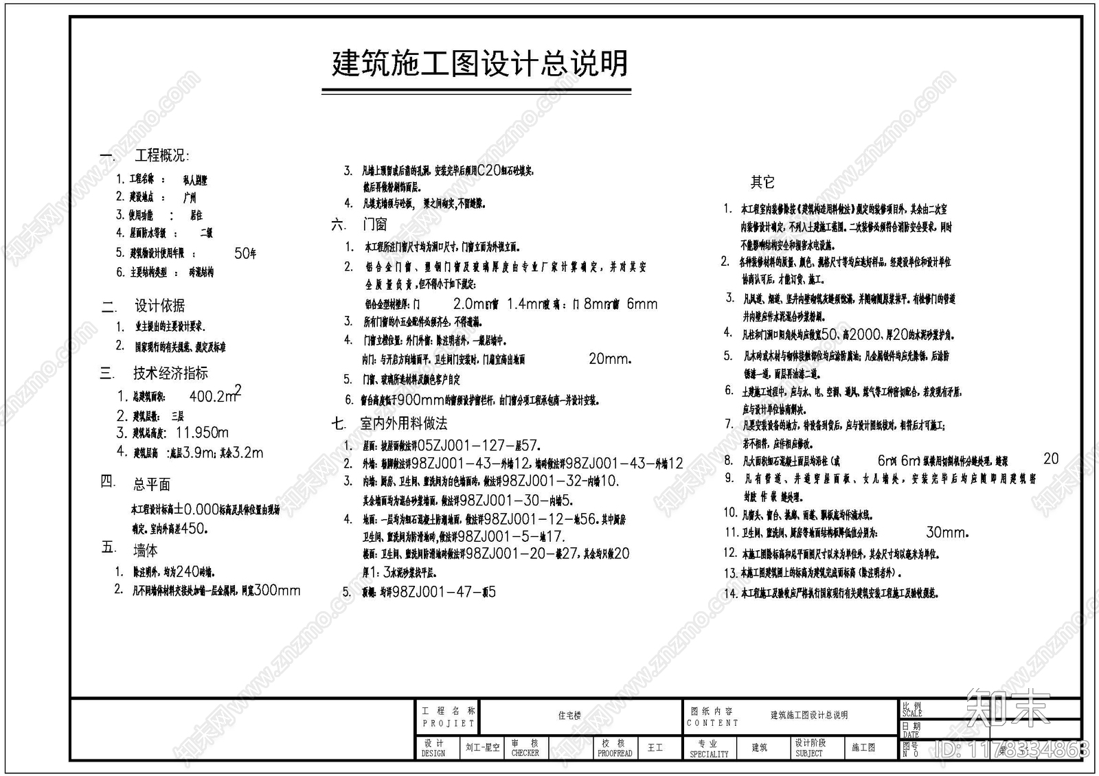 现代设计说明cad施工图下载【ID:1178334863】