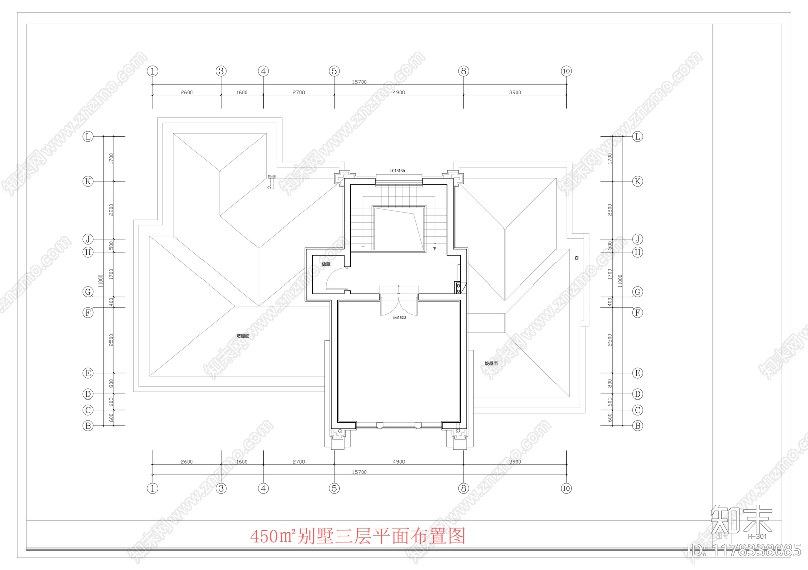 现代别墅建筑施工图下载【ID:1178338085】