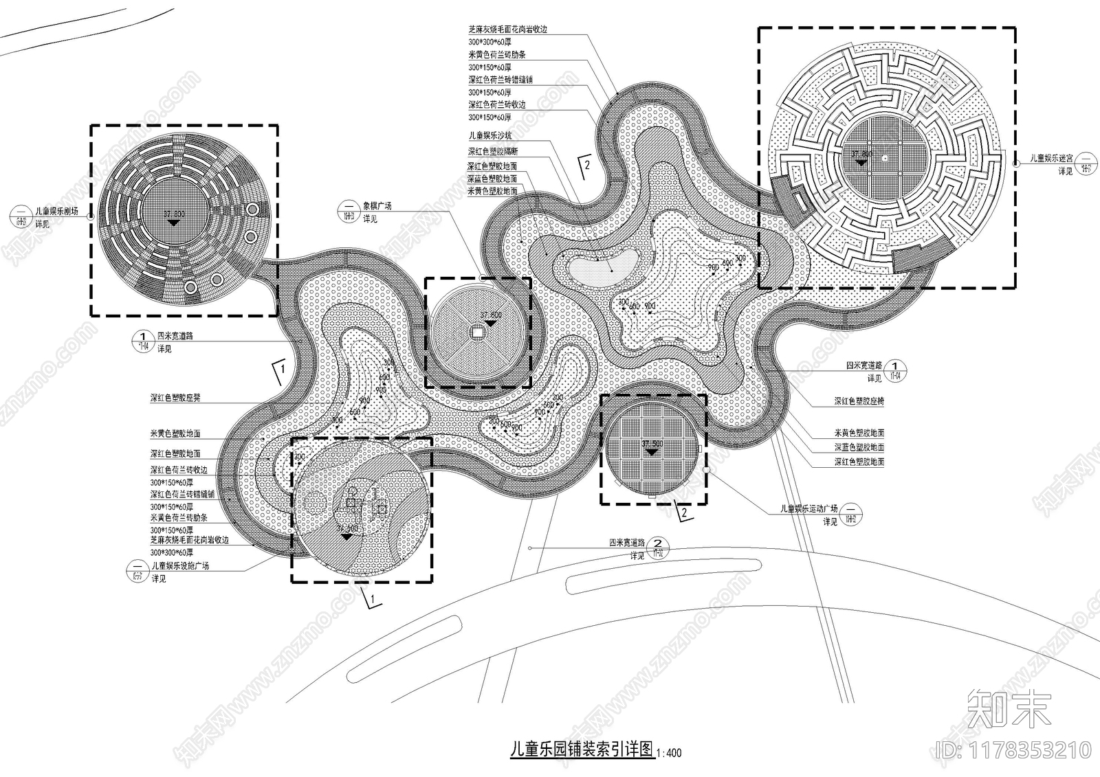 现代公园景观施工图下载【ID:1178353210】