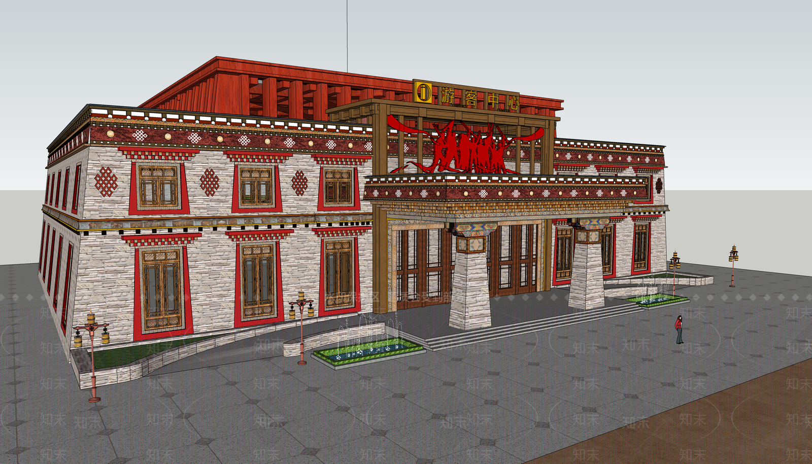 现代新中式风格建筑SU模型下载【ID:1178353998】