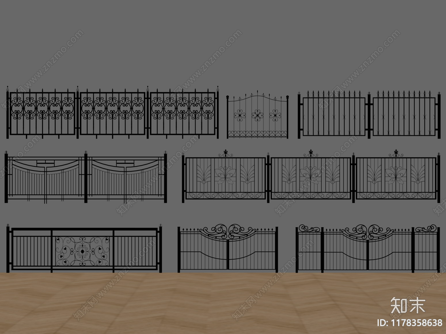 现代围栏护栏SU模型下载【ID:1178358638】