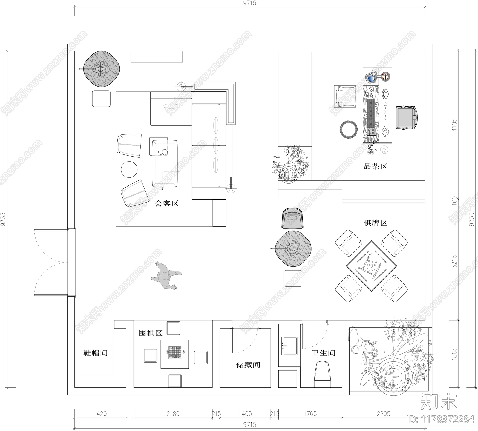 现代会所cad施工图下载【ID:1178372284】