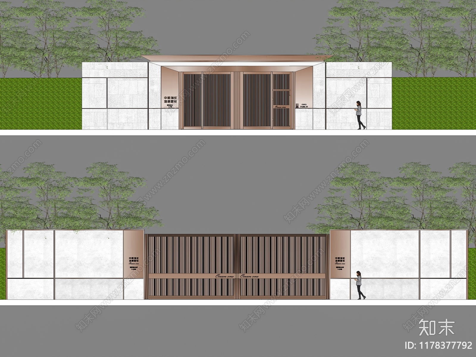 现代围墙SU模型下载【ID:1178377792】