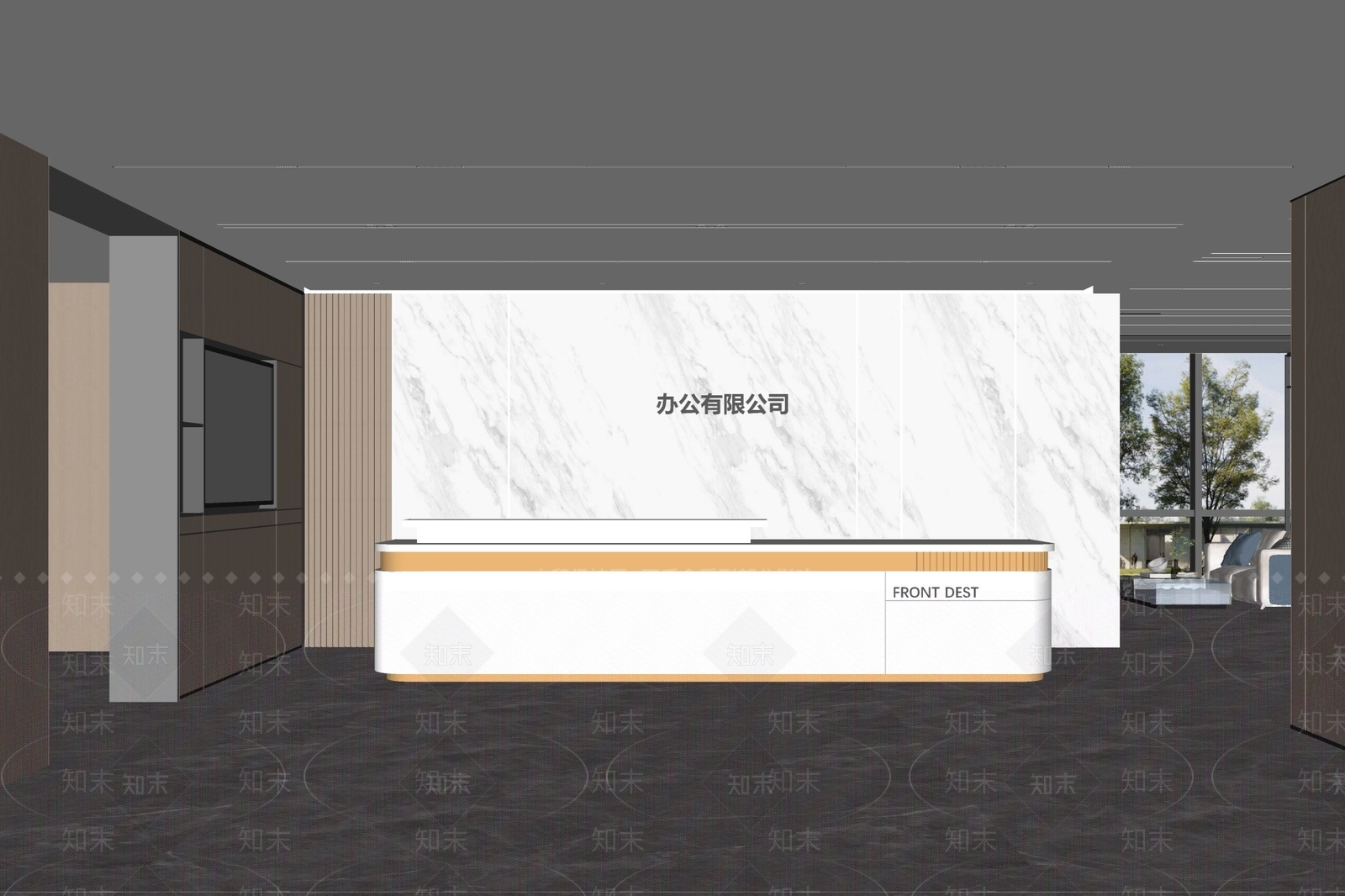 现代办公大堂SU模型下载【ID:1178383395】