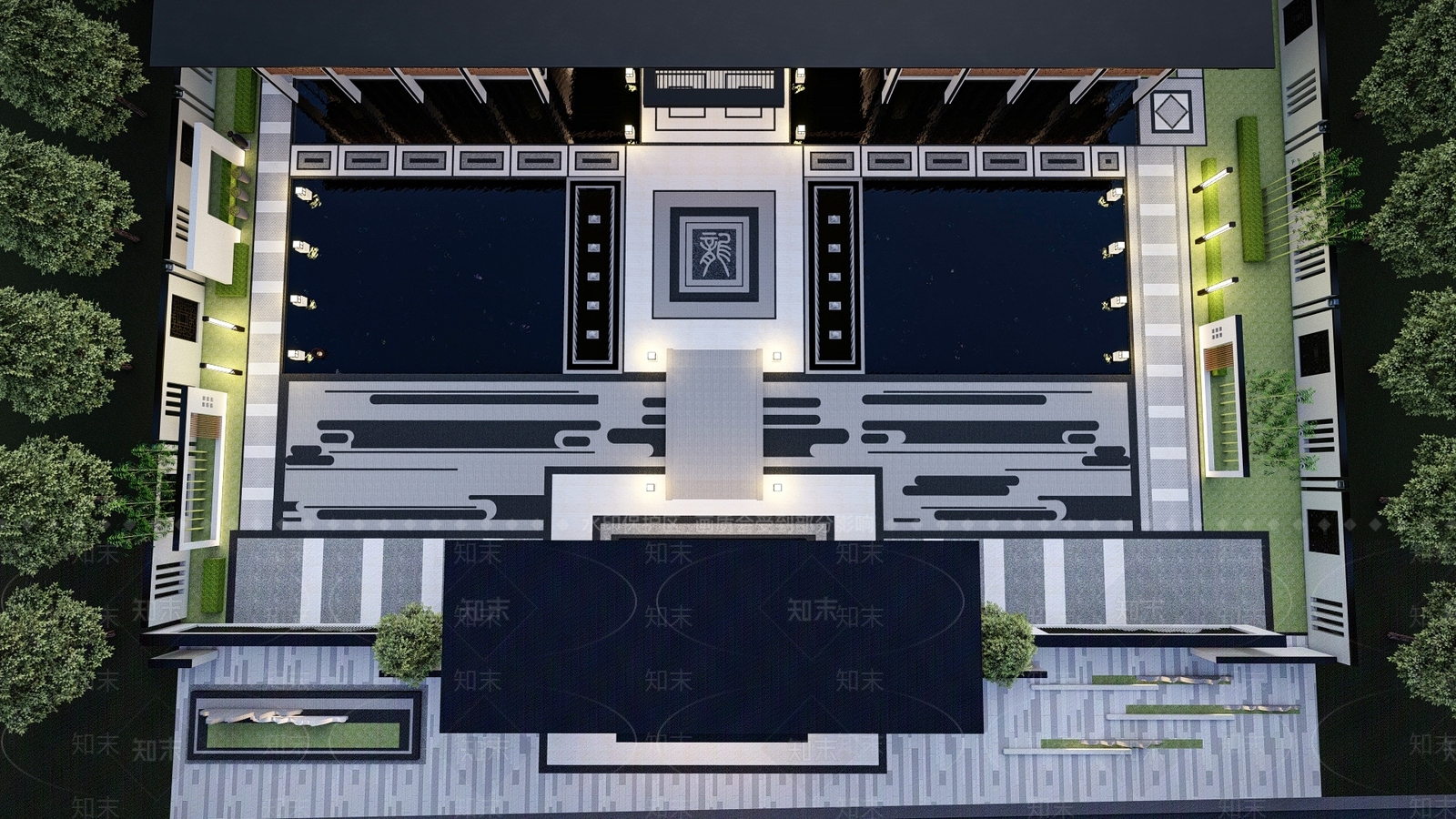 新中式商业景观SU模型下载【ID:1178393736】