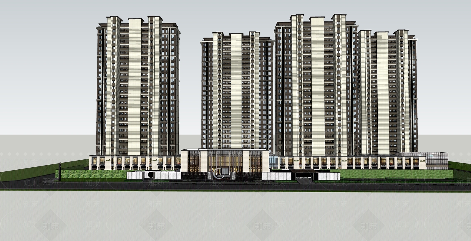 现代高层住宅SU模型下载【ID:1178394352】
