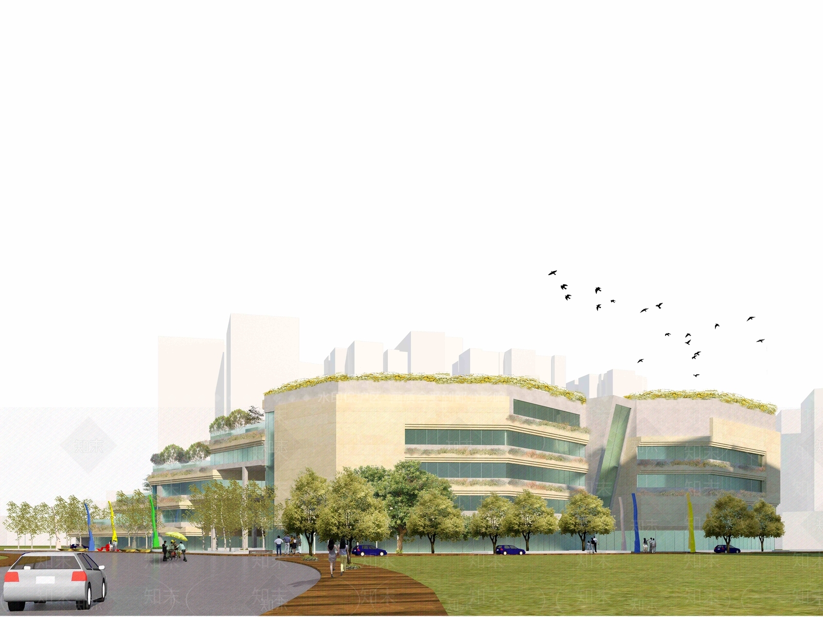 现代简约商场建筑SU模型下载【ID:1178396818】