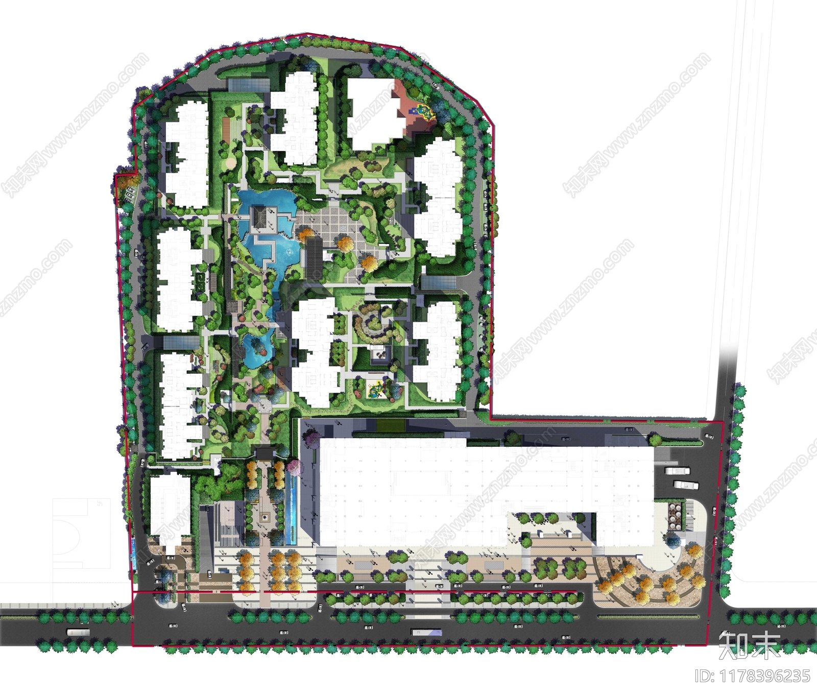 现代景观彩平图下载【ID:1178396235】