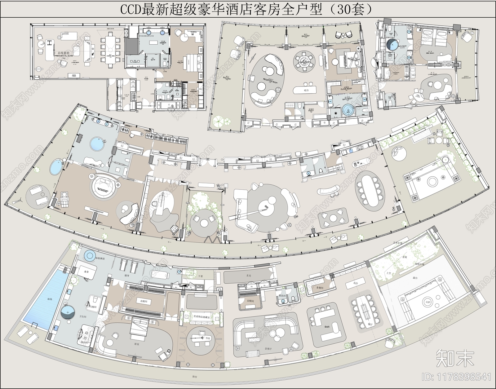 现代酒店cad施工图下载【ID:1178398541】