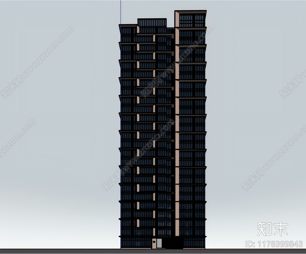 现代高层住宅SU模型下载【ID:1178399843】