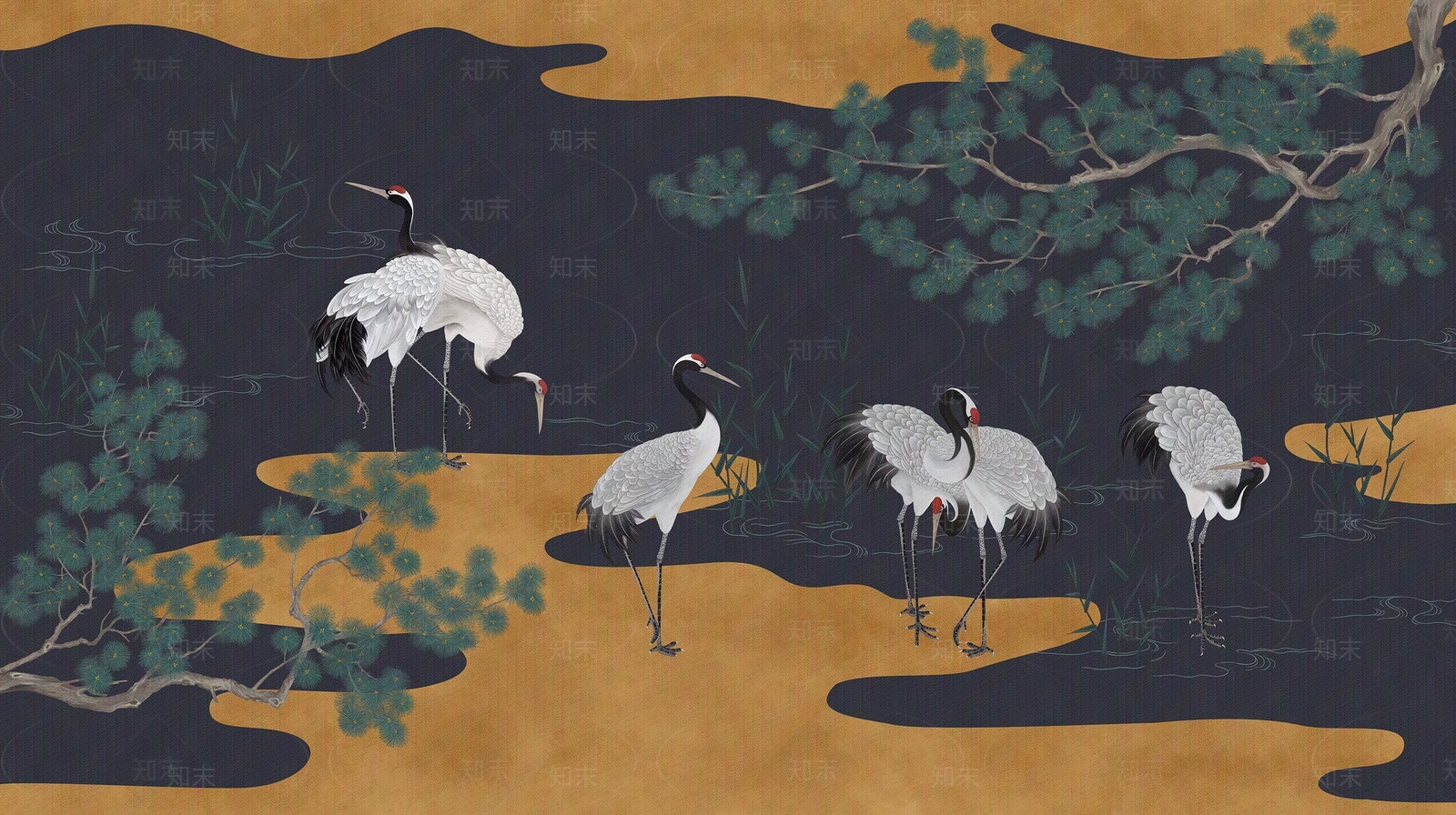 新中式中式壁画贴图下载【ID:1178400221】