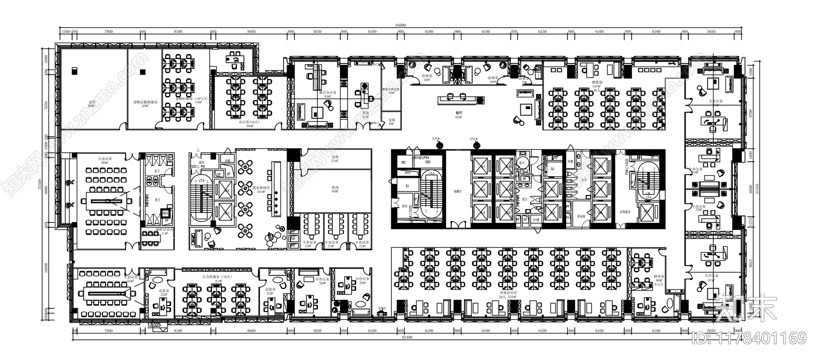 现代整体办公空间cad施工图下载【ID:1178401169】