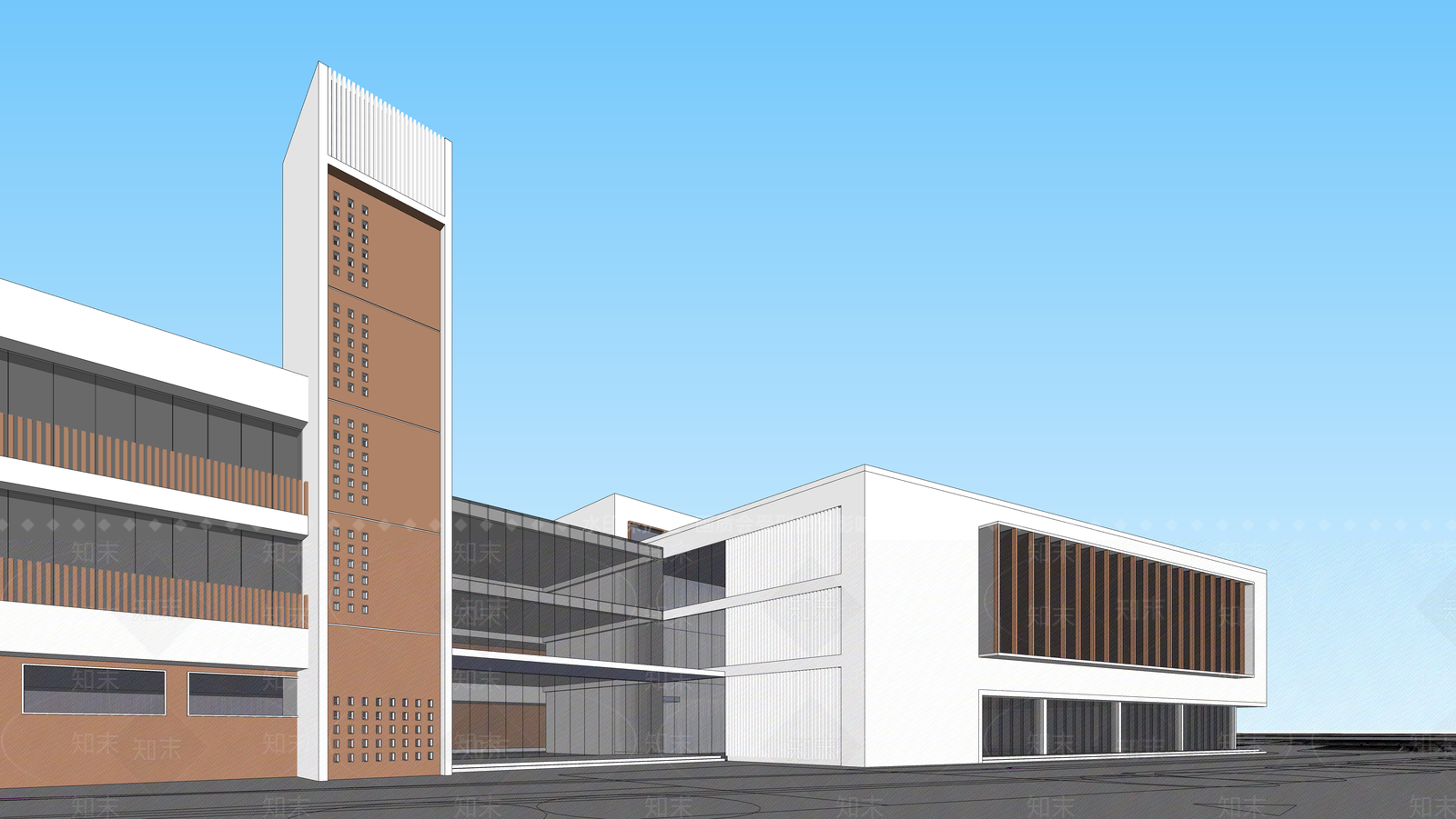 现代学校建筑SU模型下载【ID:1178408557】