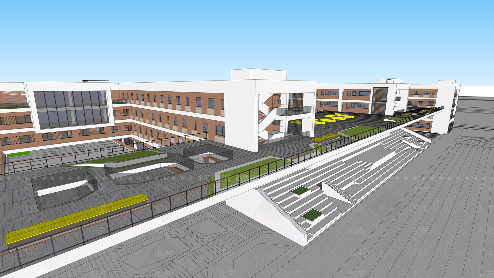 现代学校建筑SU模型下载【ID:1178408557】