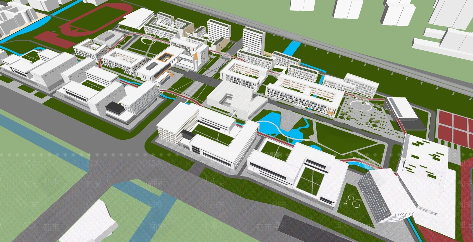 现代学校建筑SU模型下载【ID:1178410019】