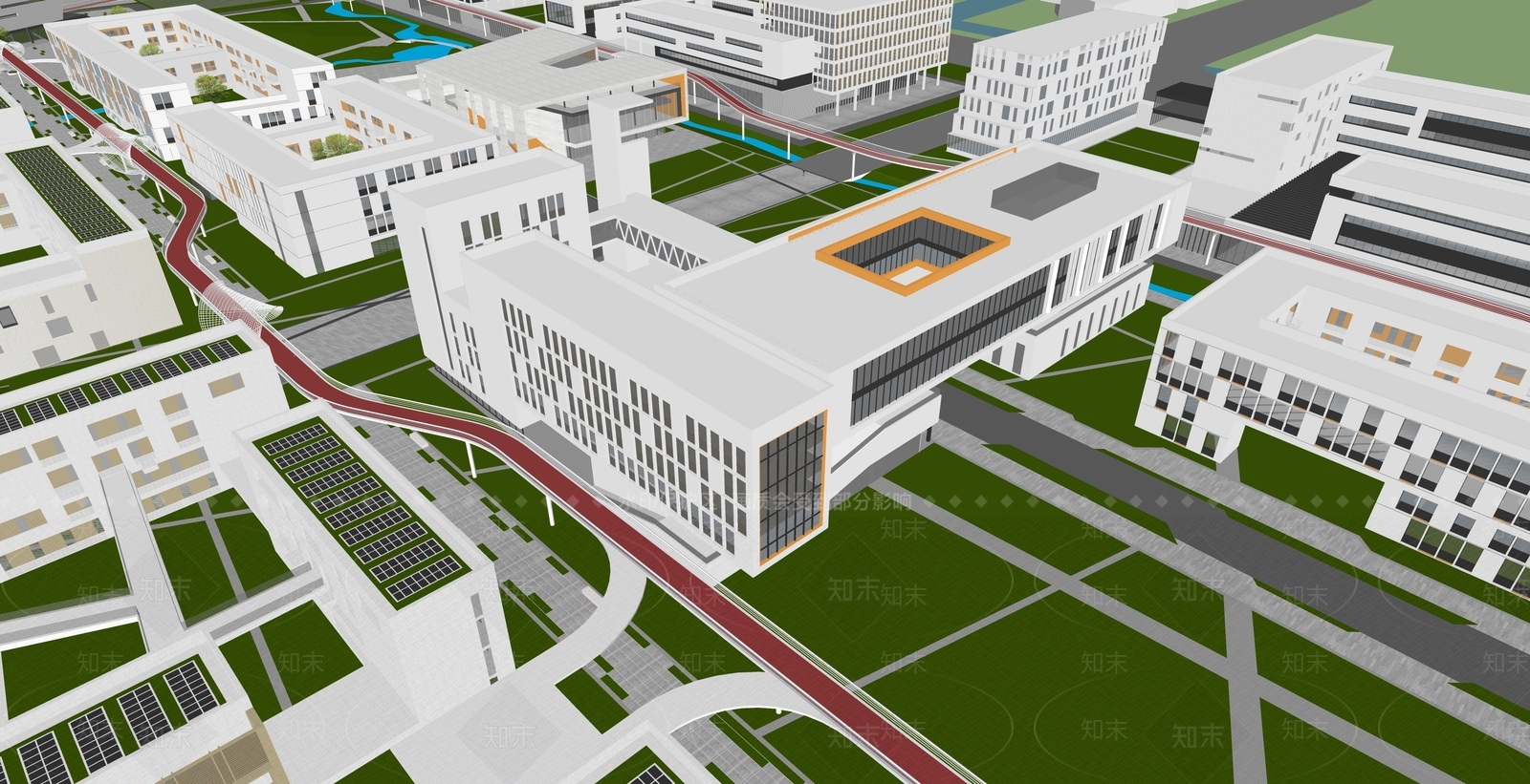 现代学校建筑SU模型下载【ID:1178410019】