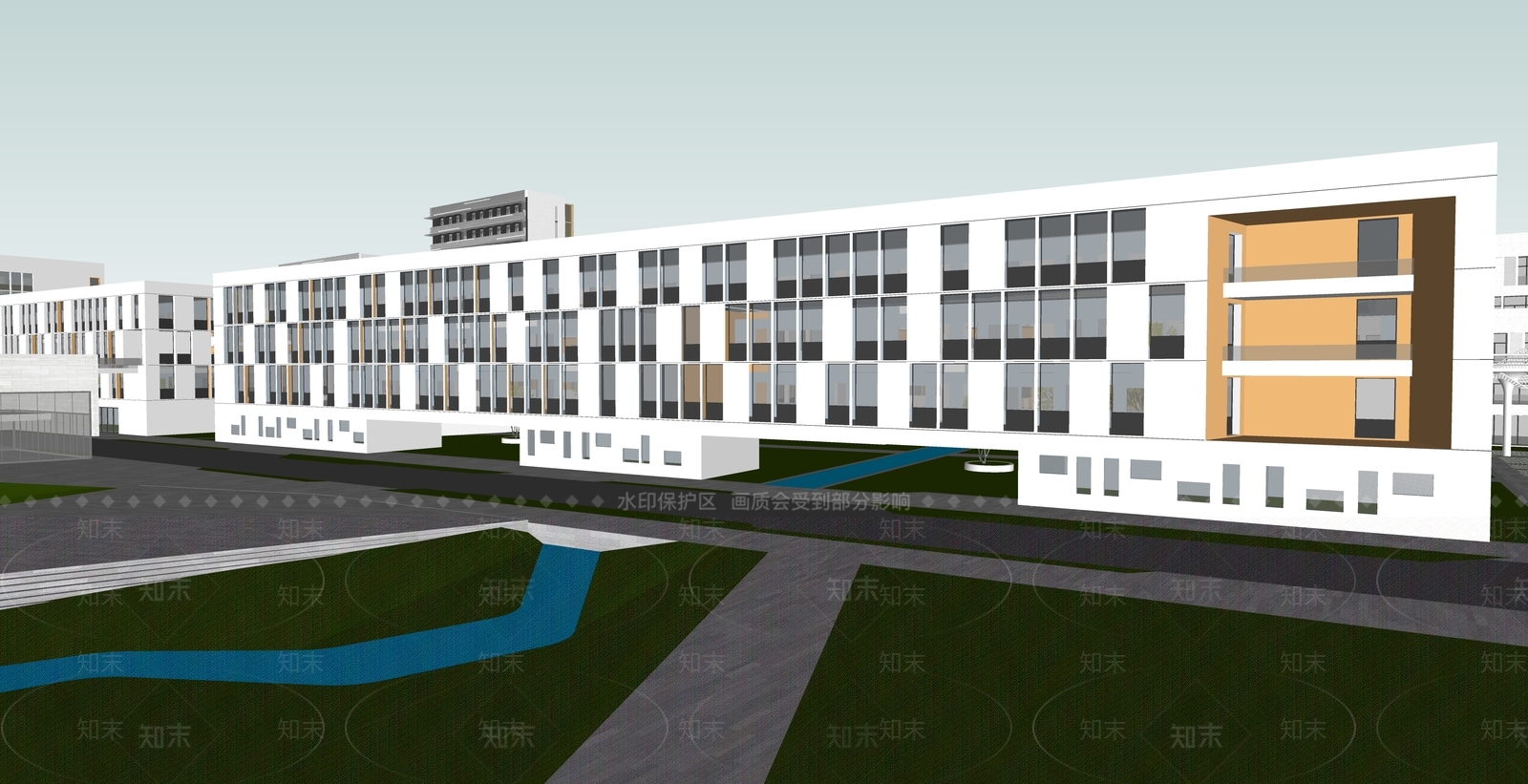 现代学校建筑SU模型下载【ID:1178410019】