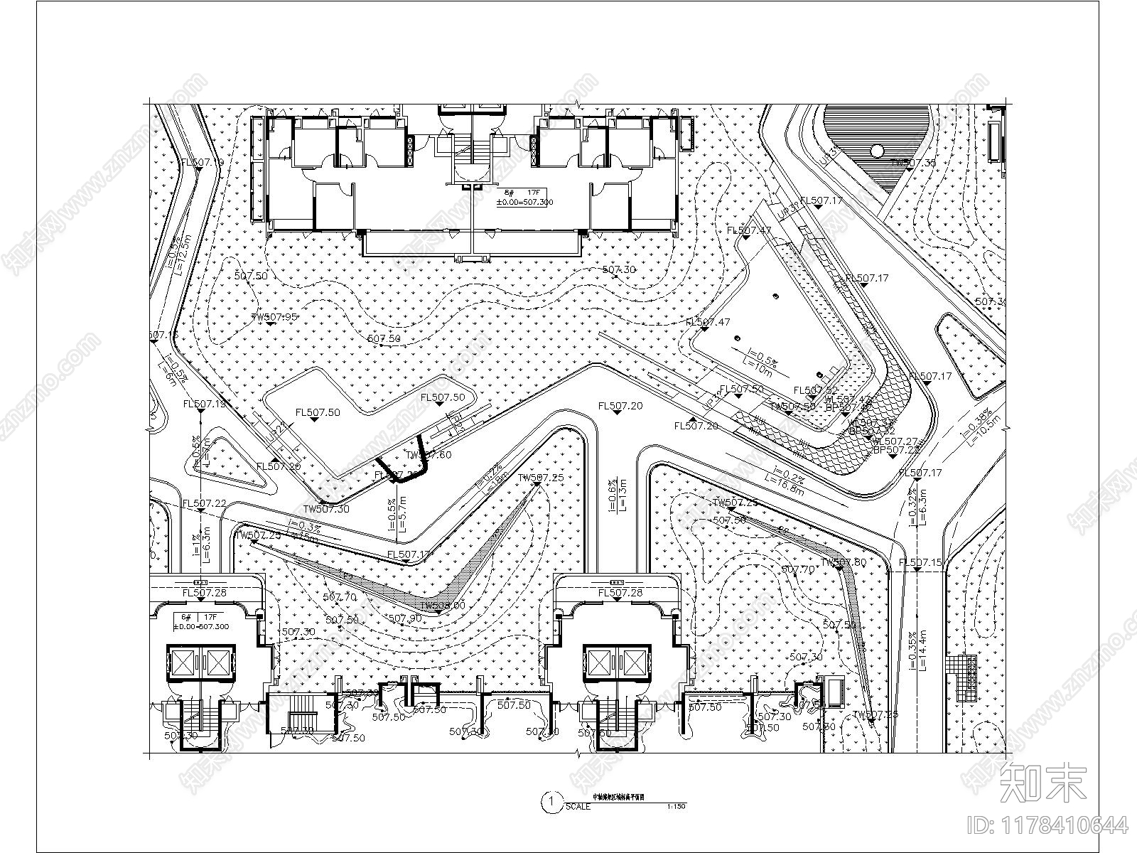 现代小区景观cad施工图下载【ID:1178410644】