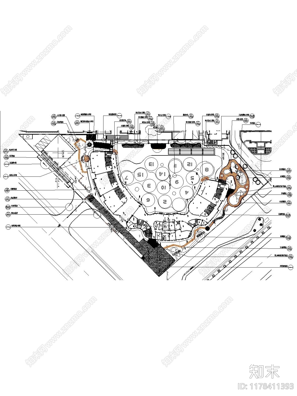 现代校园景观施工图下载【ID:1178411393】