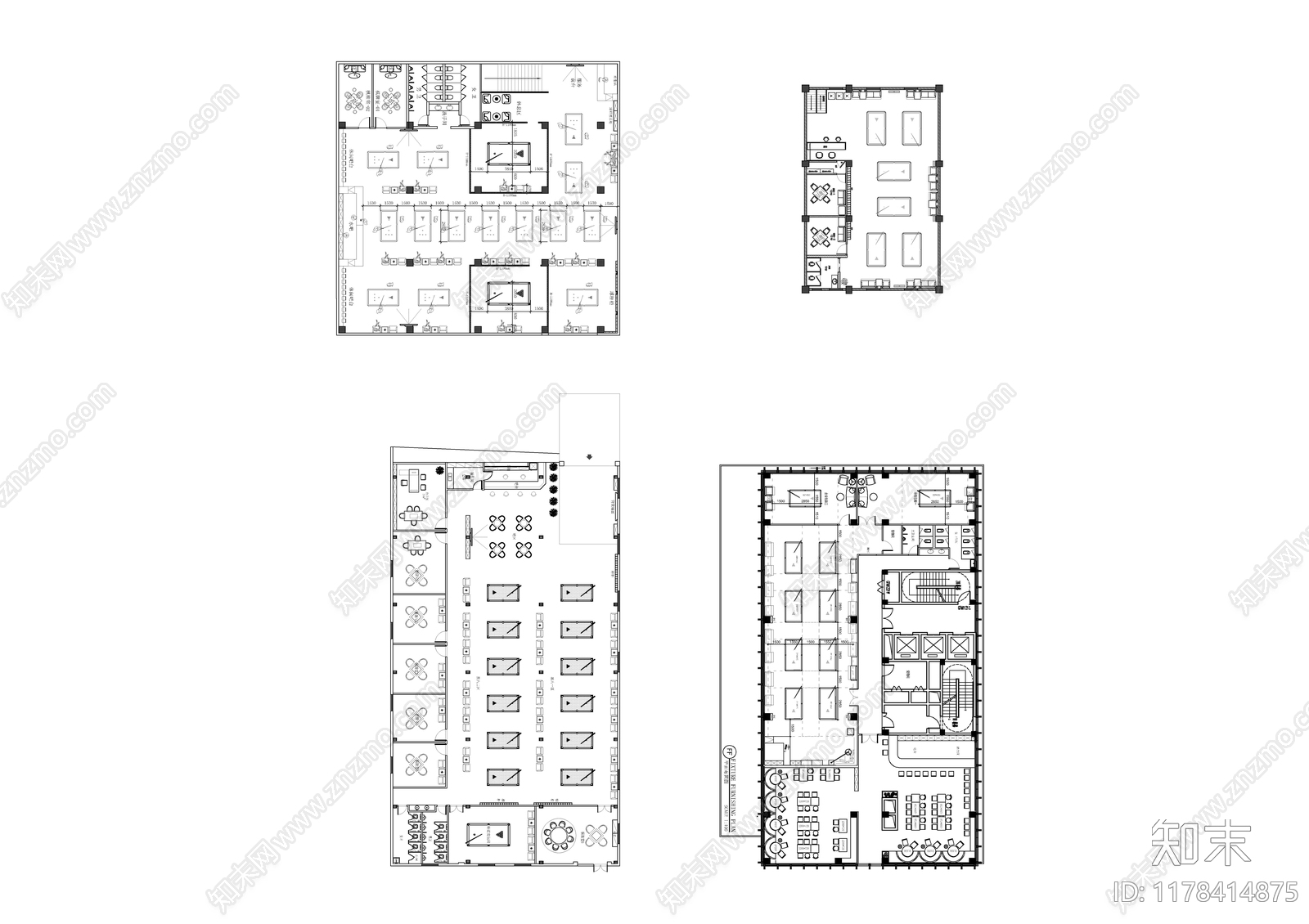 35个台球桌球室平面图库施工图下载【ID:1178414875】