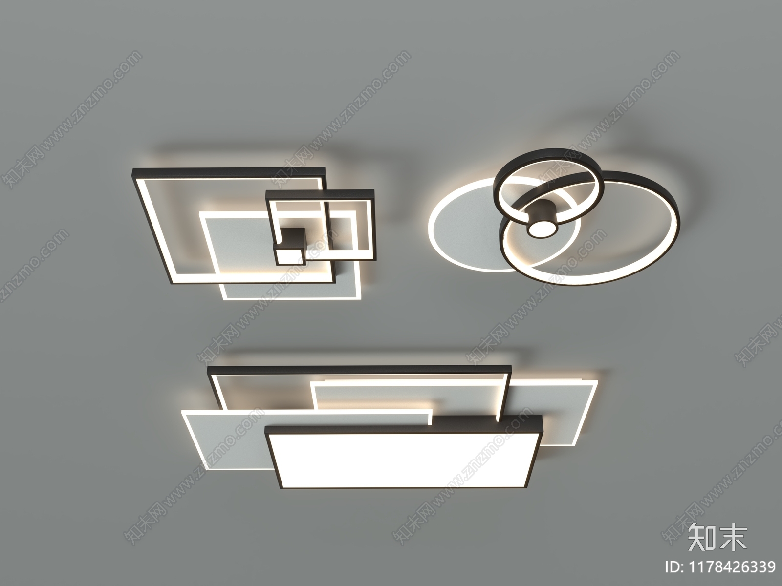 现代极简吸顶灯3D模型下载【ID:1178426339】