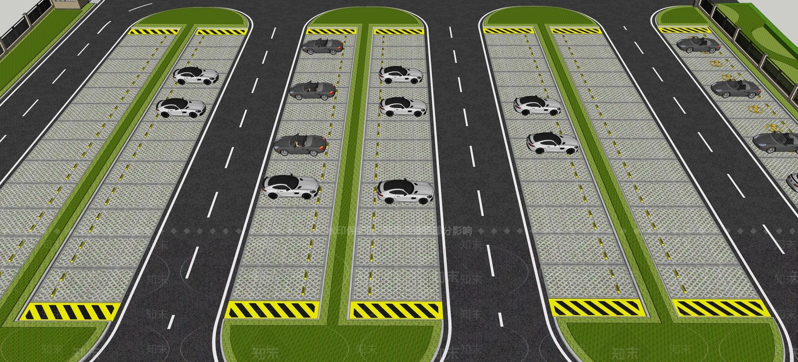 现代停车场SU模型下载【ID:1178426649】