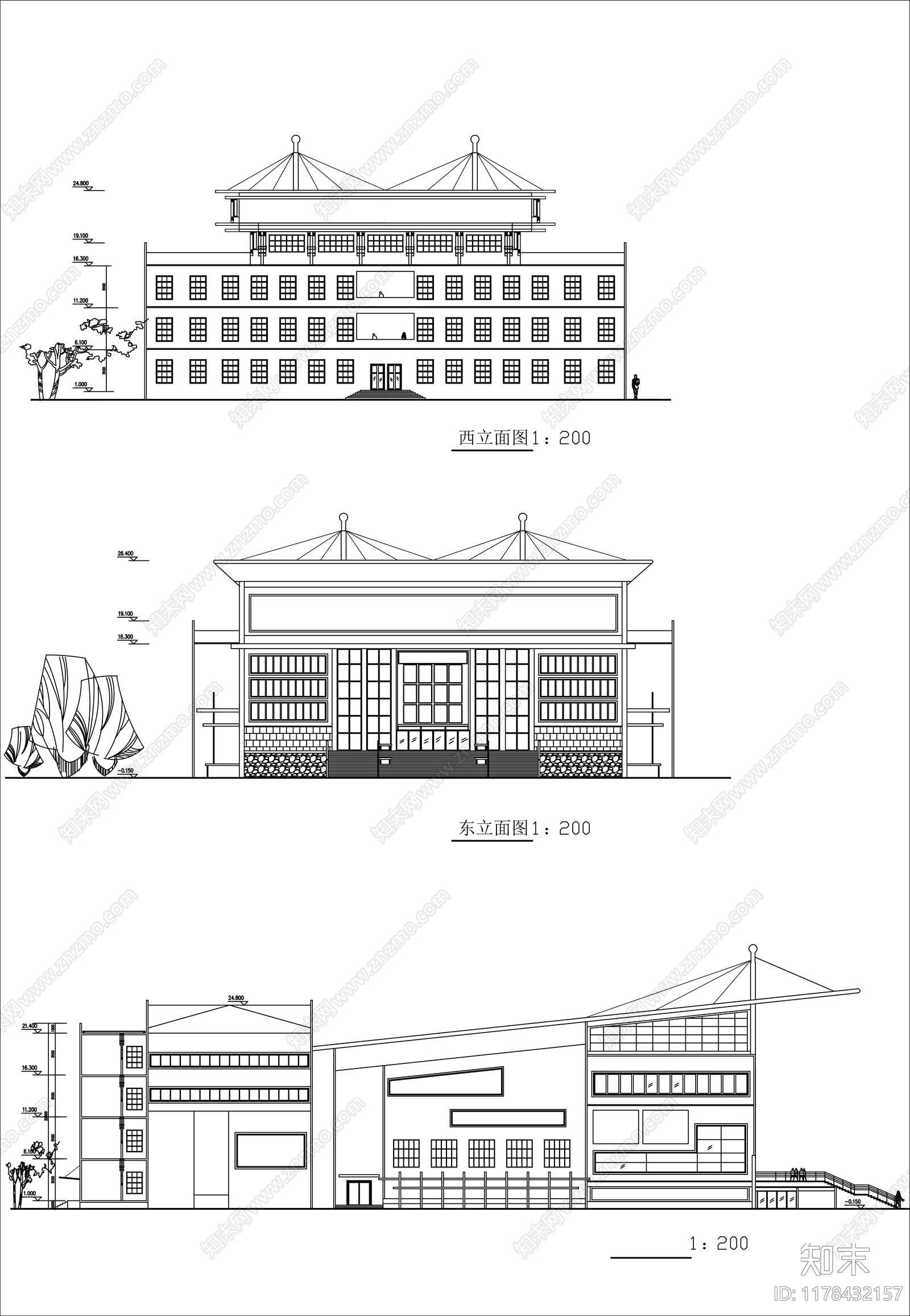 现代学校建筑cad施工图下载【ID:1178432157】