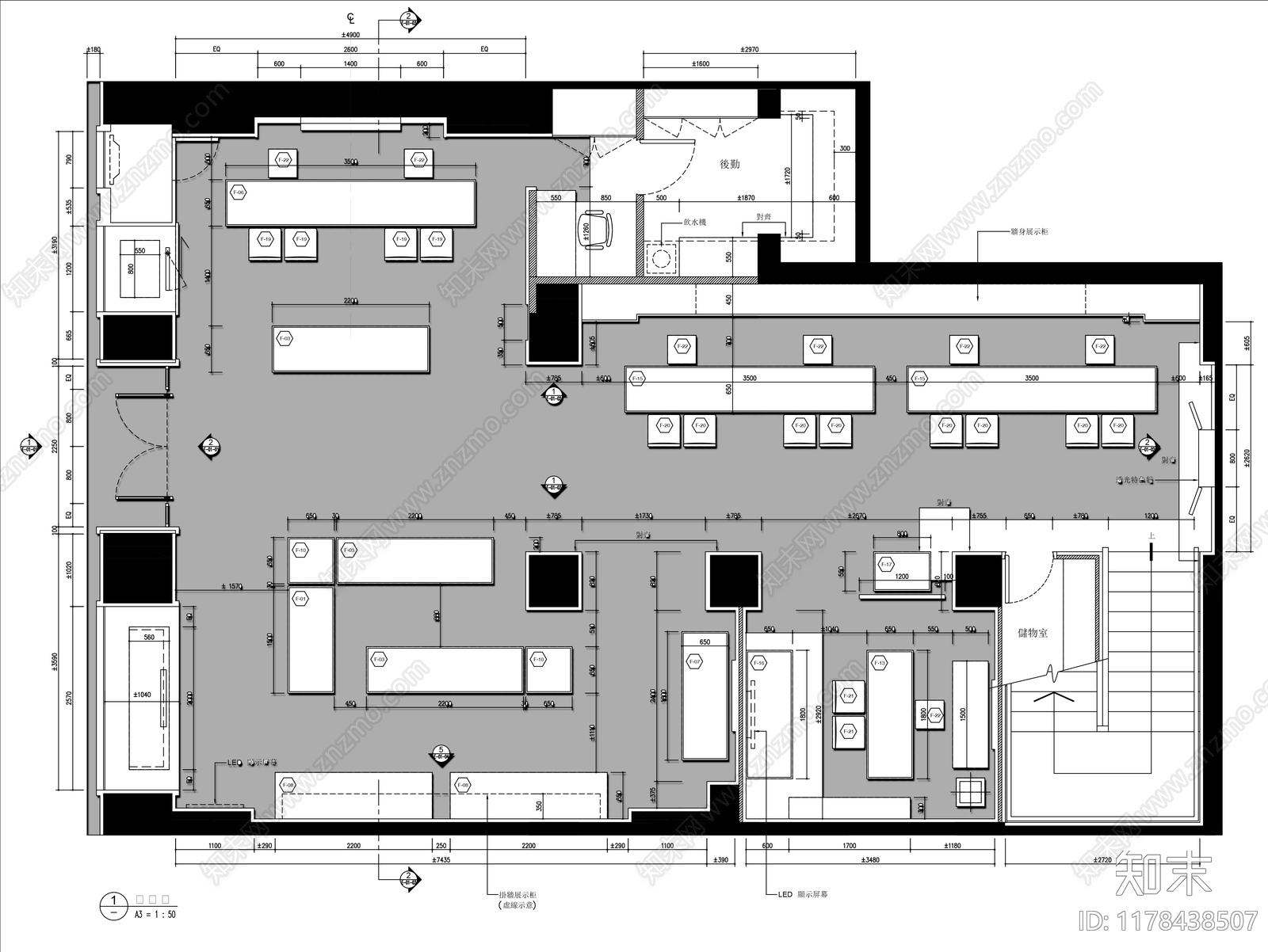 现代珠宝店cad施工图下载【ID:1178438507】