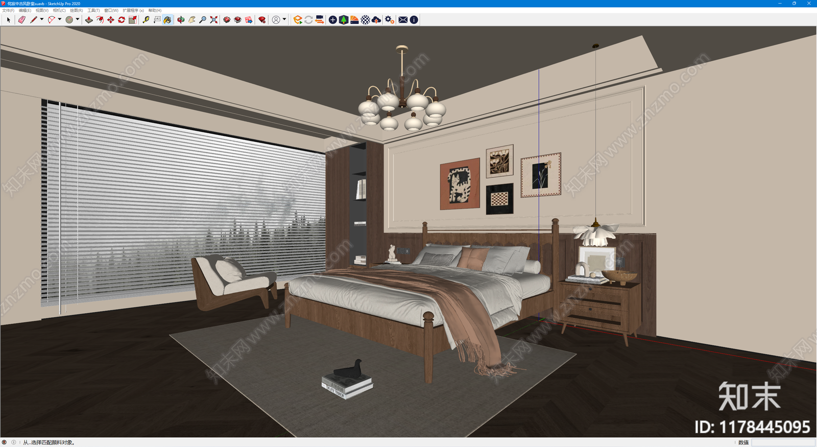 侘寂中古家居卧室SU模型下载【ID:1178445095】
