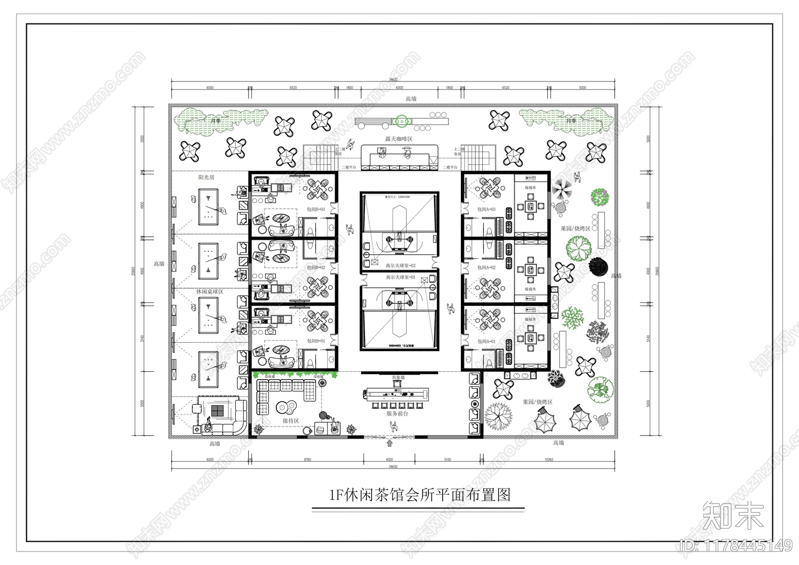 现代茶馆cad施工图下载【ID:1178445149】