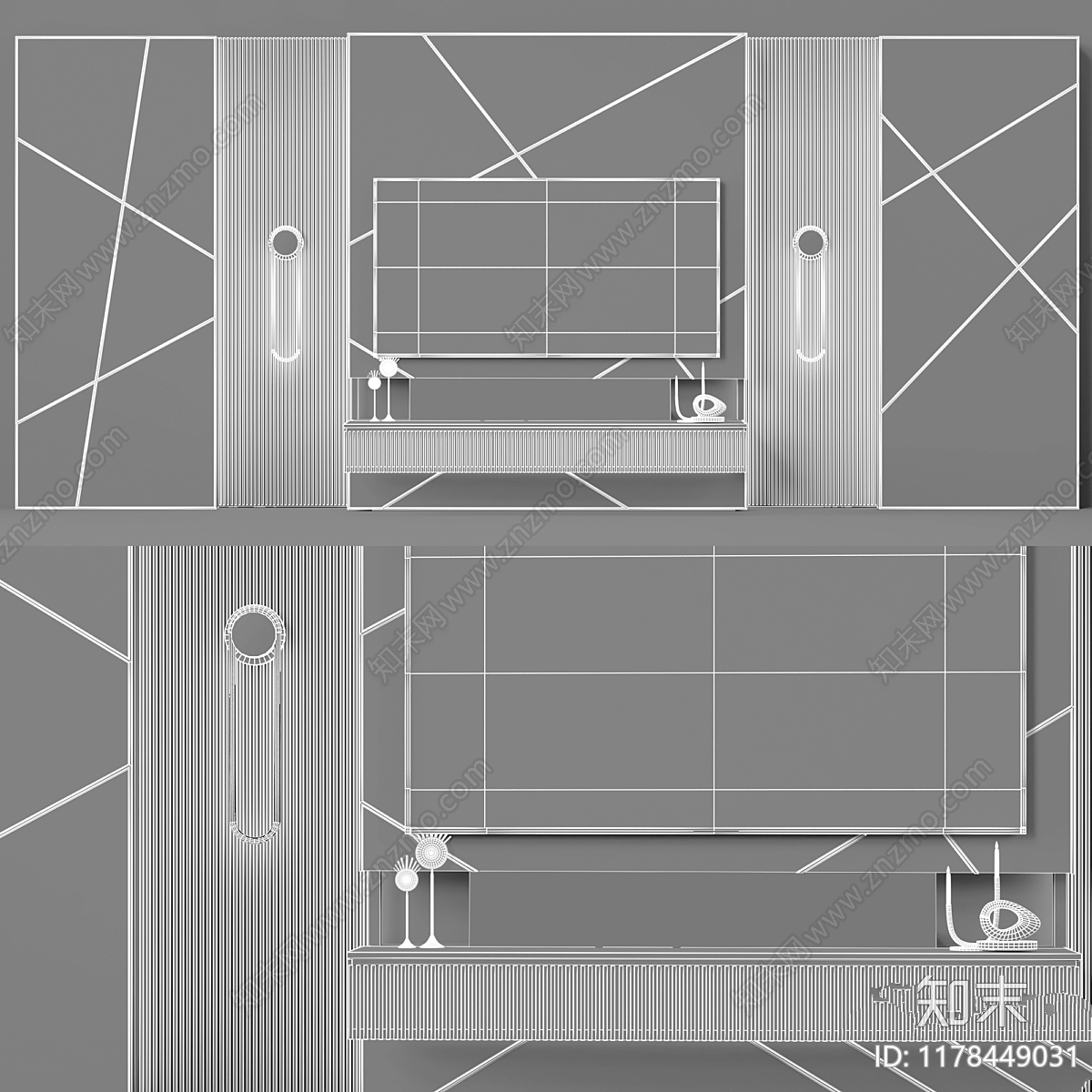 电视背景墙3D模型下载【ID:1178449031】