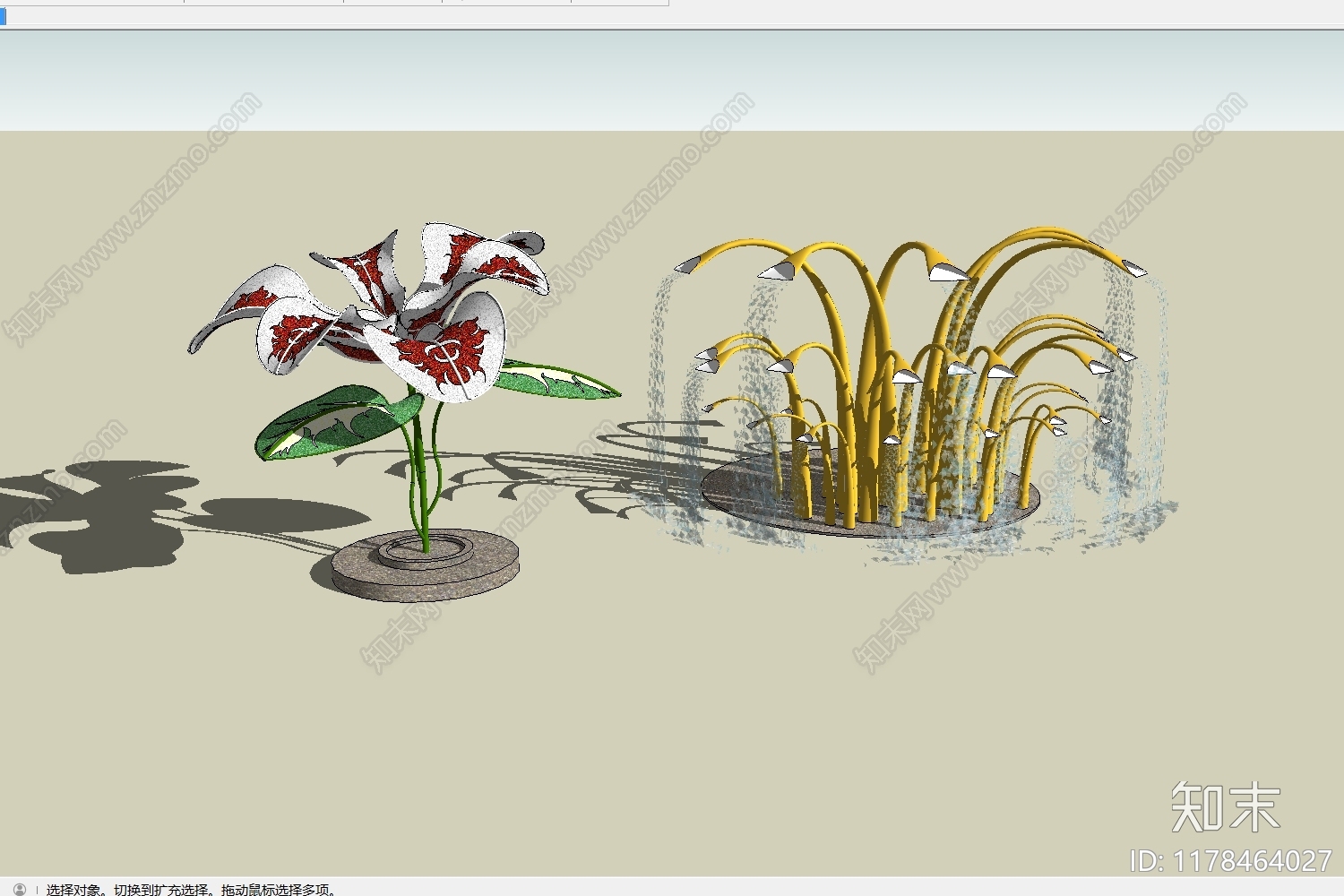 现代喷泉SU模型下载【ID:1178464027】