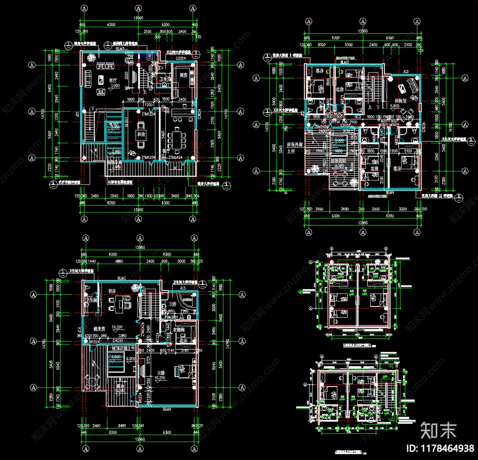 现代别墅建筑cad施工图下载【ID:1178464938】