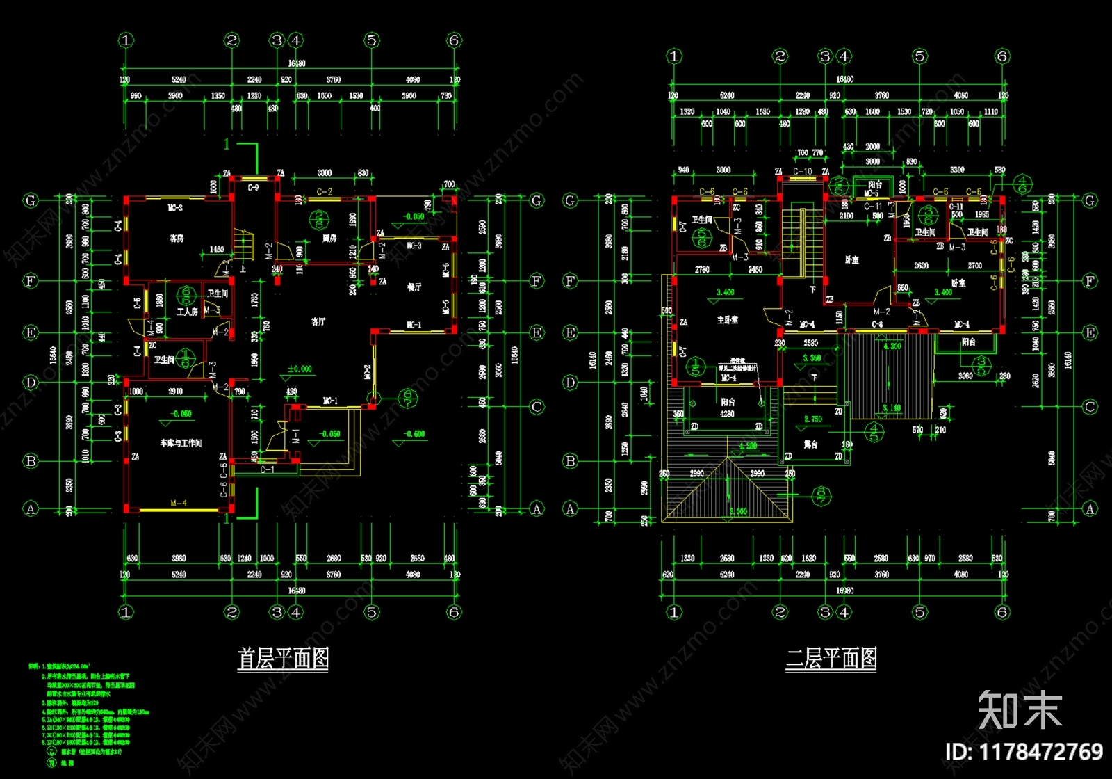 现代别墅建筑cad施工图下载【ID:1178472769】