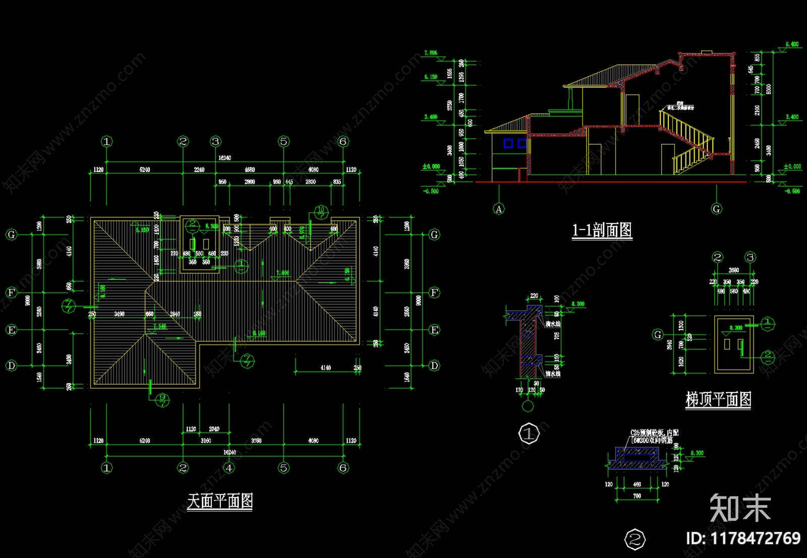 现代别墅建筑cad施工图下载【ID:1178472769】