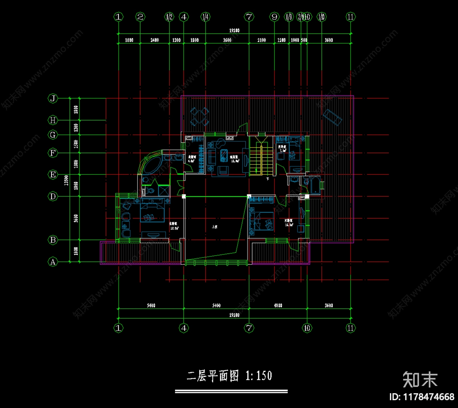 现代别墅建筑cad施工图下载【ID:1178474668】