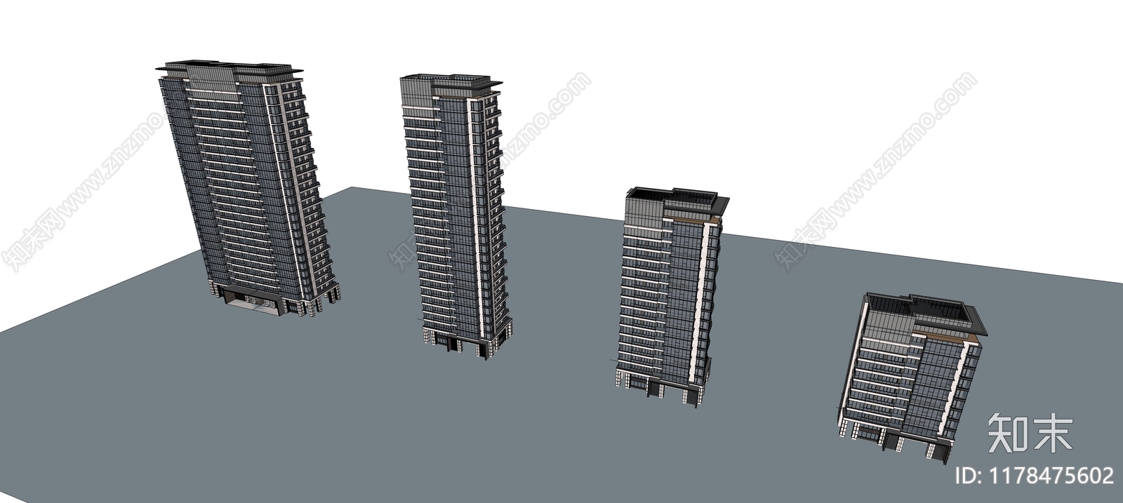 现代高层住宅SU模型下载【ID:1178475602】