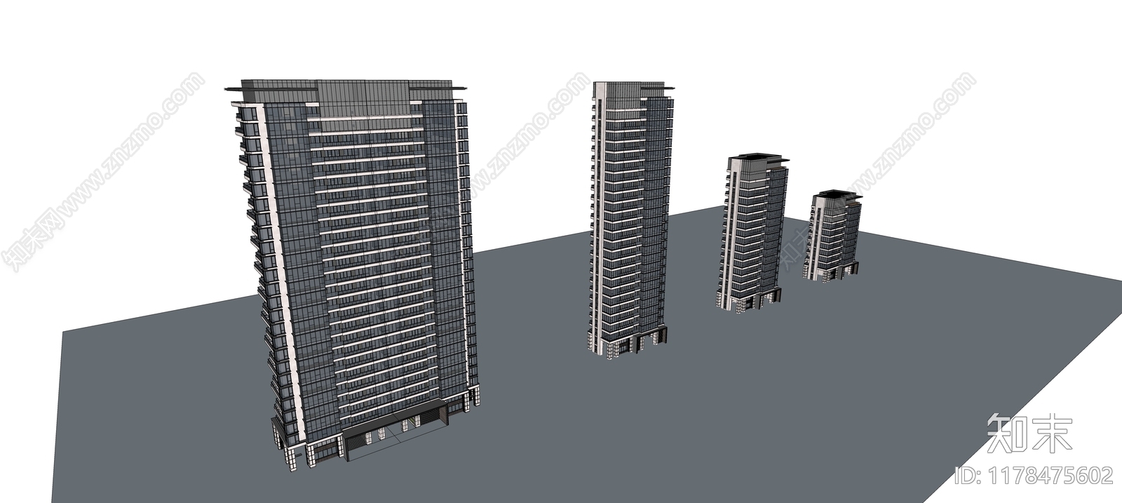 现代高层住宅SU模型下载【ID:1178475602】