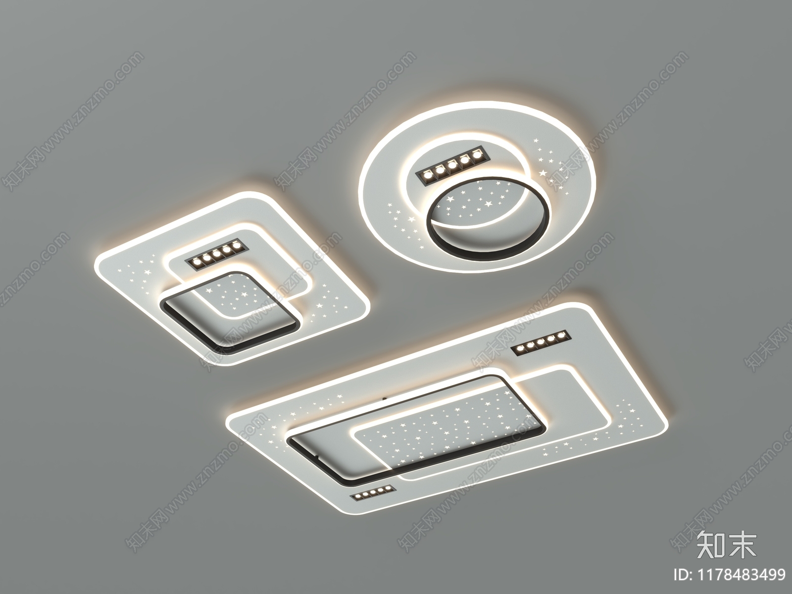 现代极简吸顶灯3D模型下载【ID:1178483499】