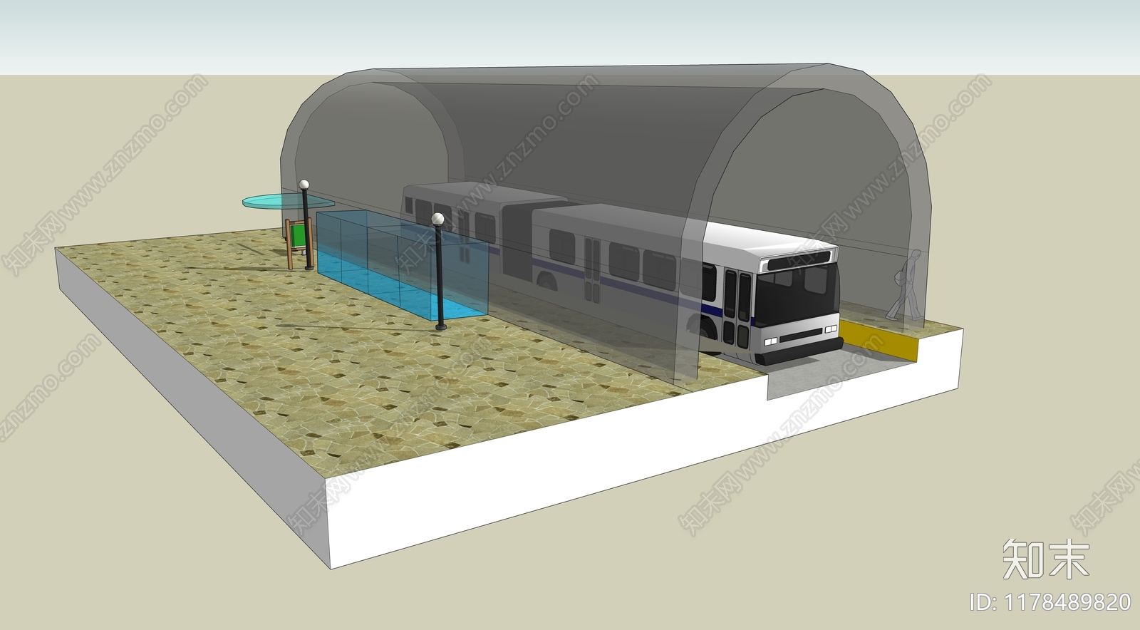 现代公交站台SU模型下载【ID:1178489820】