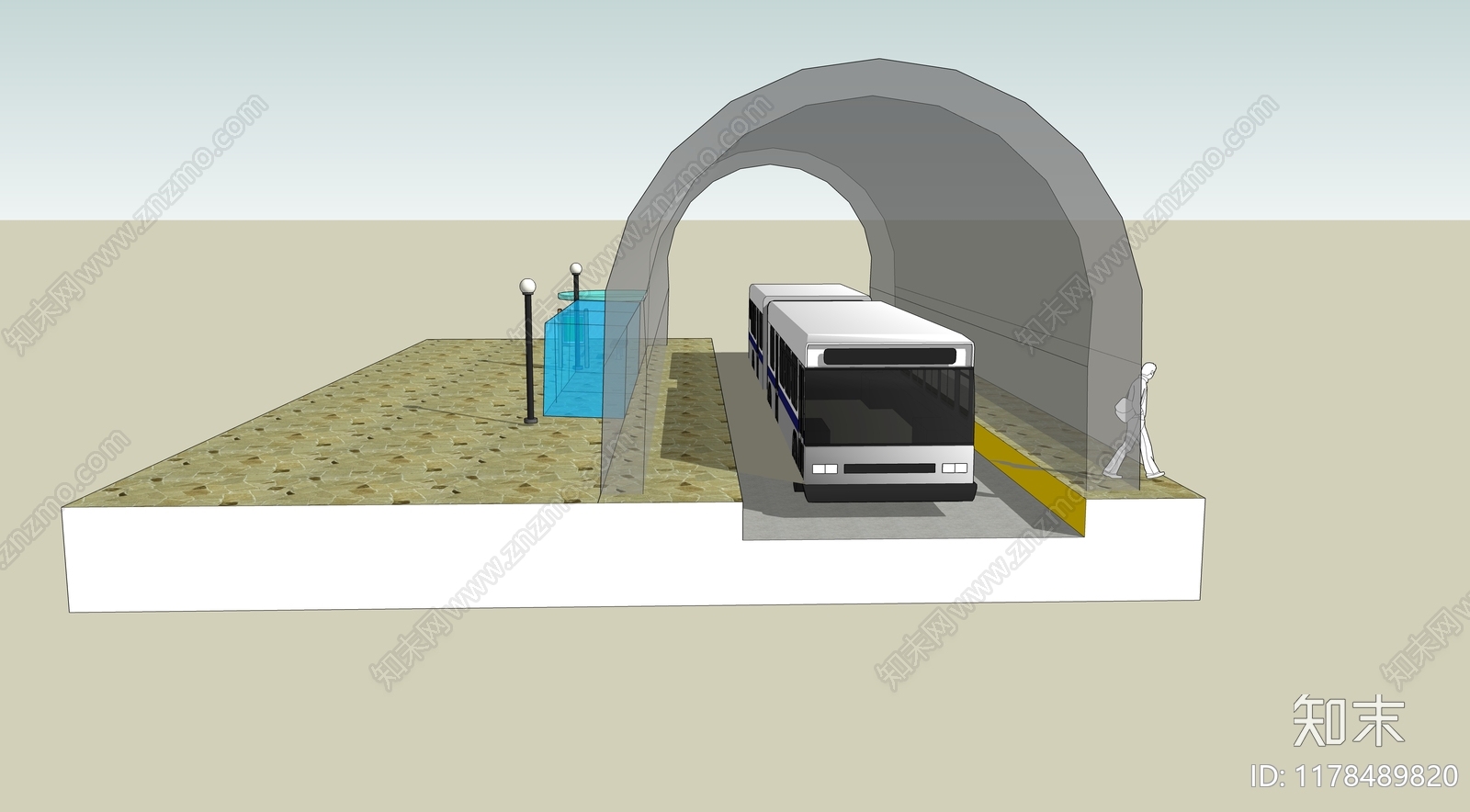 现代公交站台SU模型下载【ID:1178489820】