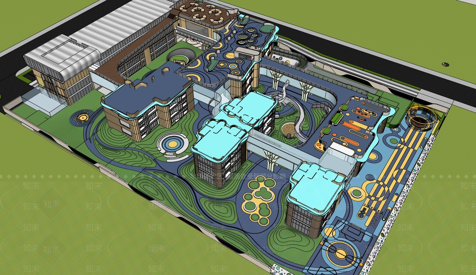 现代校园景观SU模型下载【ID:1178503494】