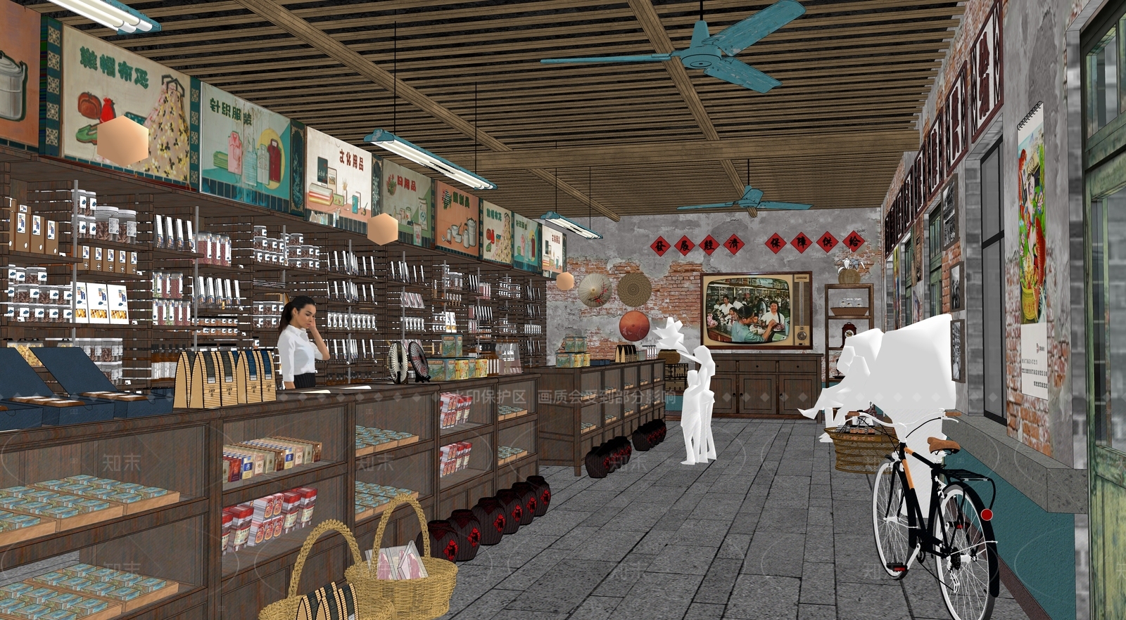 中式复古便利店SU模型下载【ID:1178504326】