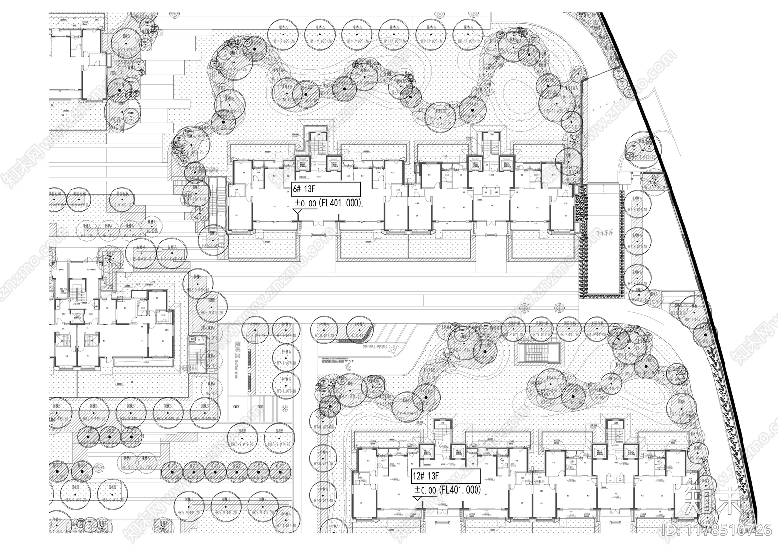 现代小区景观施工图下载【ID:1178510726】