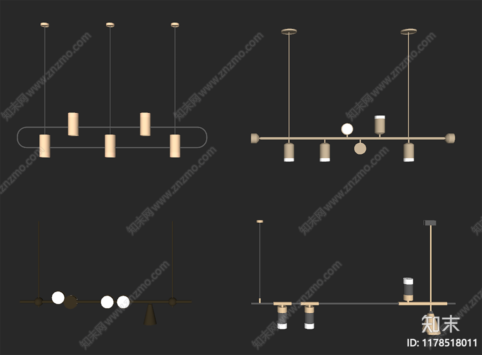 现代吊灯SU模型下载【ID:1178518011】