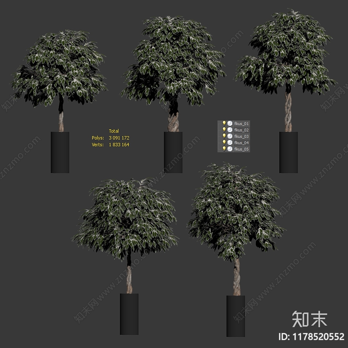 盆栽3D模型下载【ID:1178520552】