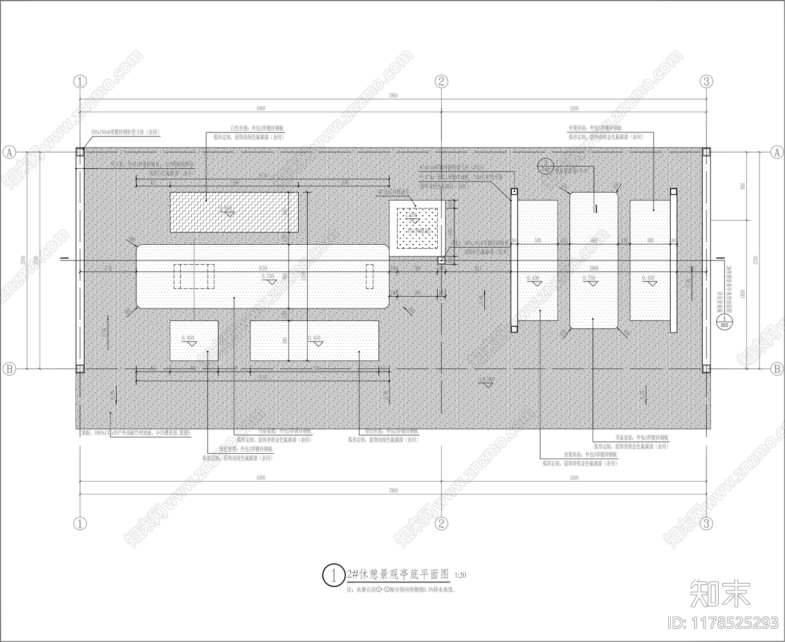 现代廊架cad施工图下载【ID:1178525293】