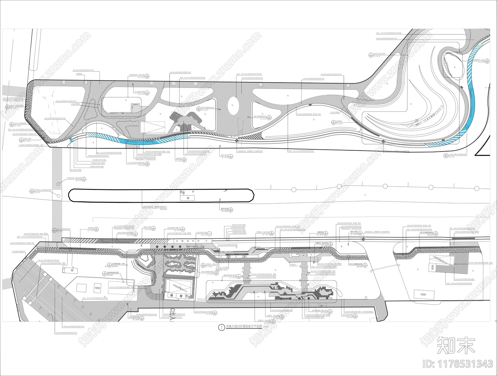 现代道路绿化cad施工图下载【ID:1178531343】